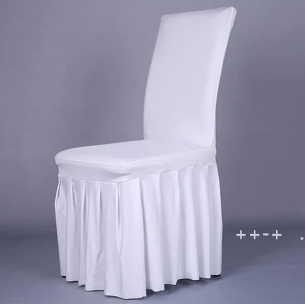 Chaise jupe couverture mariage Banquet chaise protecteur housse décor jupe plissée Style chaise couvre élastique Spandex RRF12051