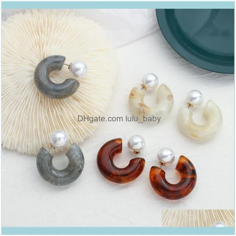 Dangle & Chandelier AENSOA C Shaped Acrylic Drop Earrings Unique Pearl Fashion Pendant Earring 2021Statement Trendy Jewelry