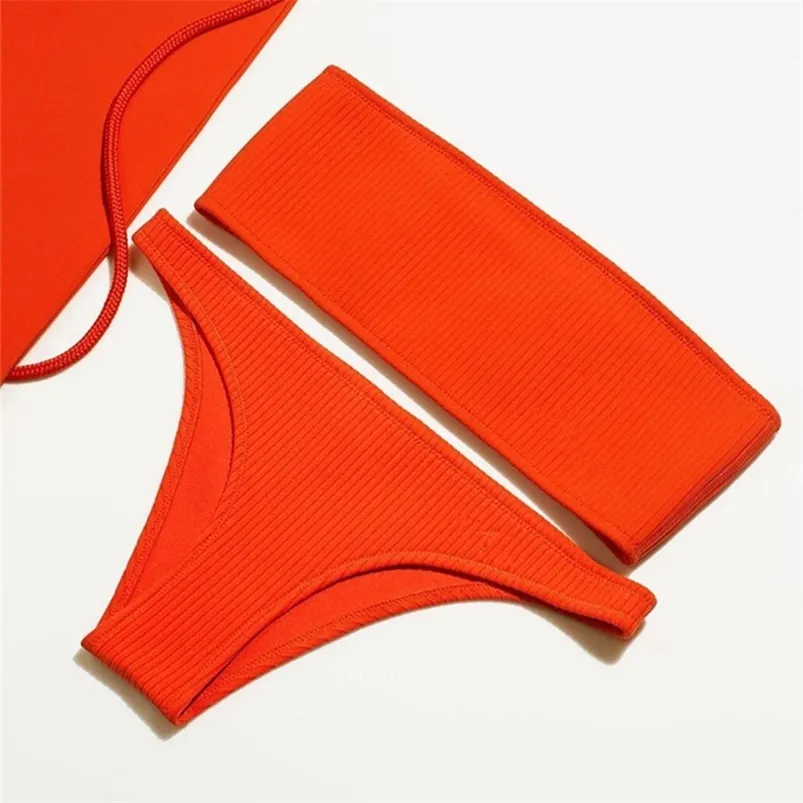 S-XL مثير العصابة بيكيني النساء ملابس السباحة الإناث مجموعة قطعتين مطوي bather المايوه السباحة ارتداء 210629
