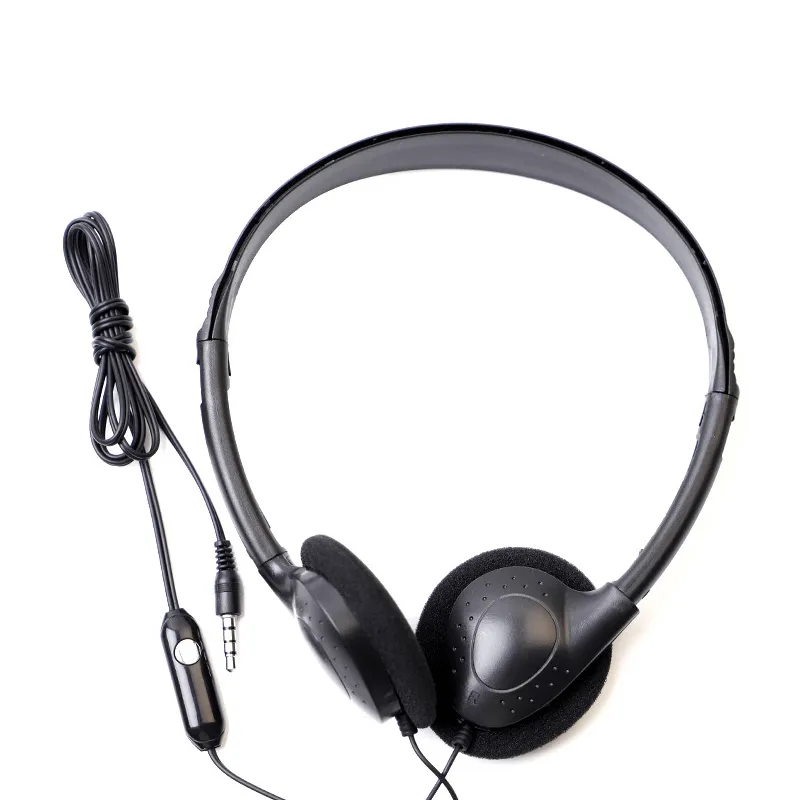 Desgaste de cabeça de fones de ouvido descartáveis ​​Aviação com fone de ouvido microfone adequado auscultadores para laptops, computadores, passeios de plantas, museus, escolas, laboratórios