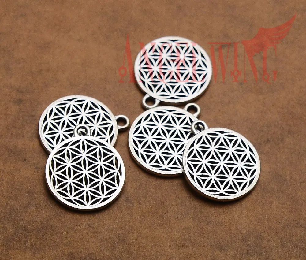 20pcs/Lot--18mm Antique Silver Plated Life Of Flower Charms Pendants DIY Earring Supplies Jewelry Making Finding Accessories