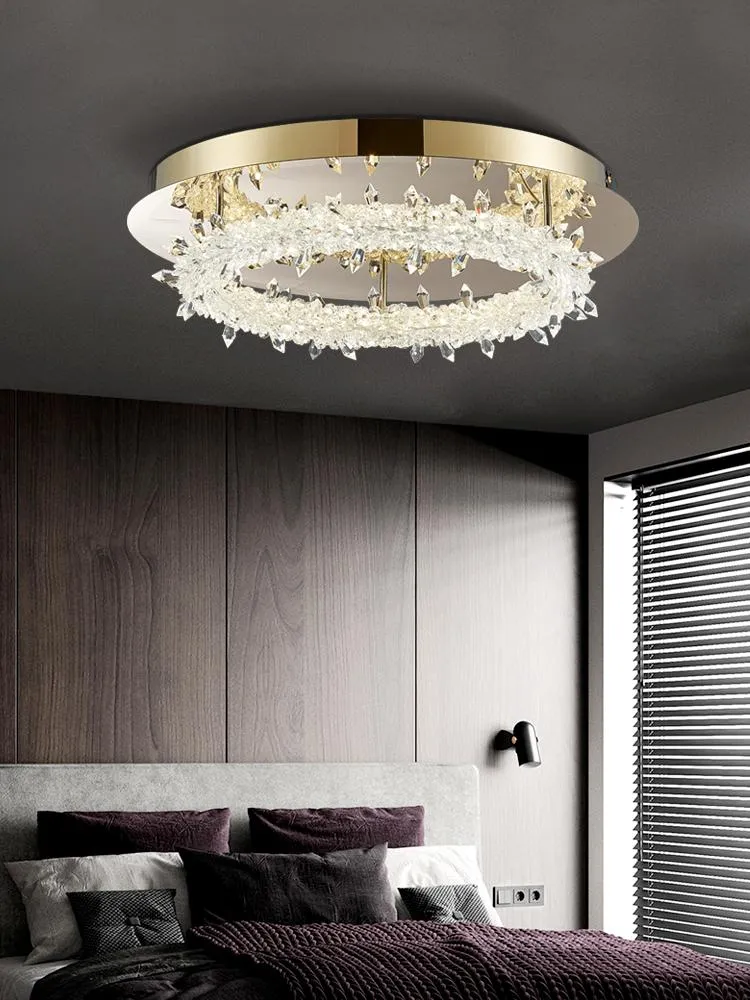Ceiling Lights Light Luxury Crystal Lamp Modern Minimalist Atmosphere High-end Round Bedroom Model Room Study Living