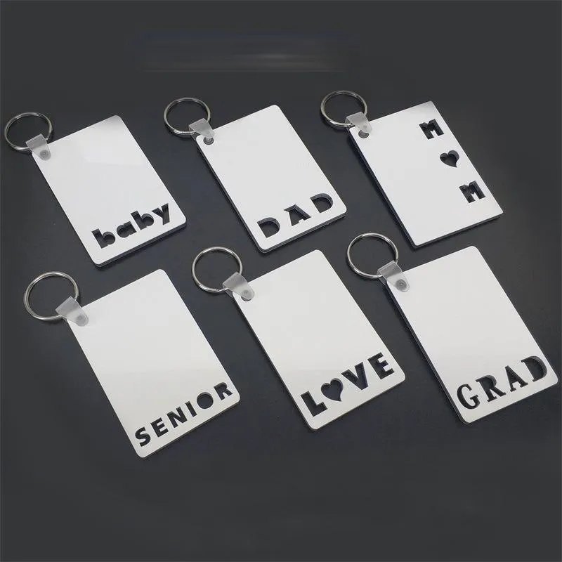 DHL Сублимационный брелок Party Party Party Love Grad Pad Mom Sear Key Chain Creative DIY подарок пустым MDF Keyrings