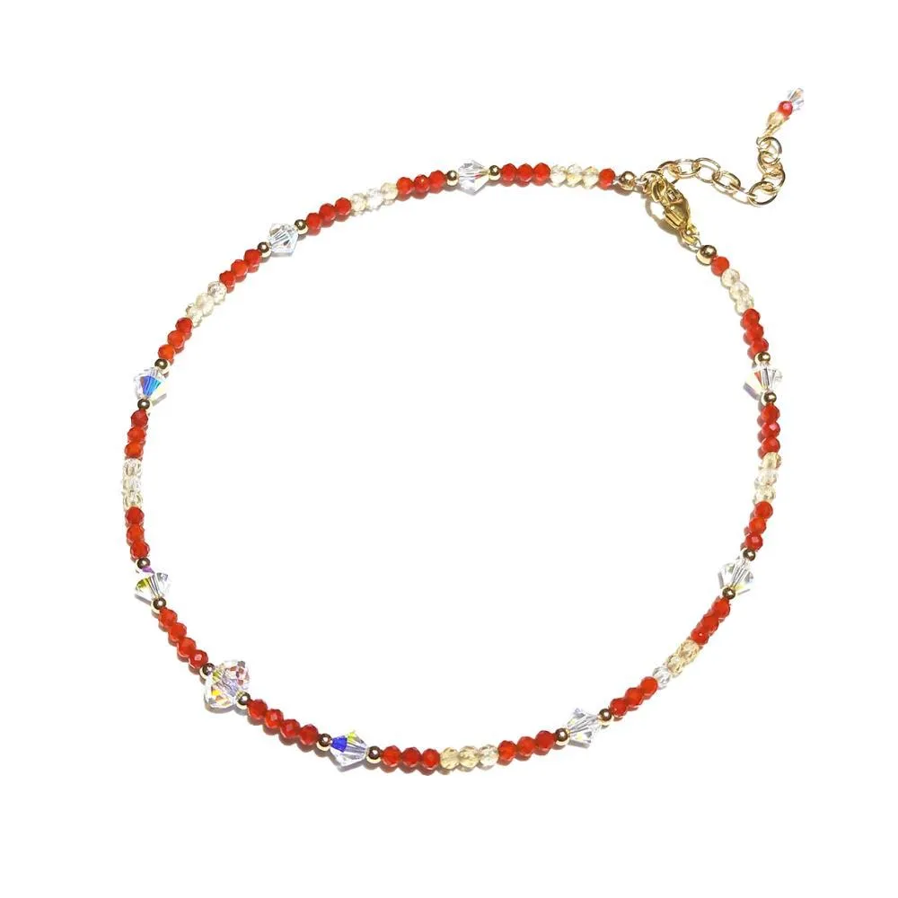 Lii Ji Sparkling Mini Stone med österrikisk Crystal 14K Gold Fylld Anklet Armband för Kvinnor Tjej Smycken