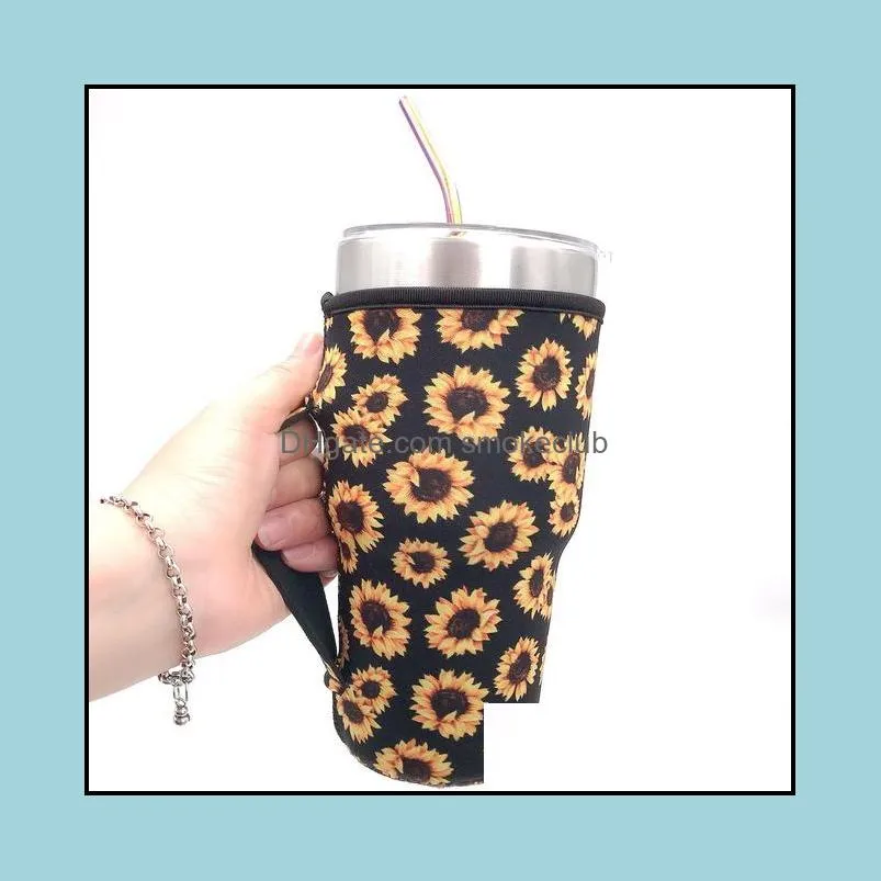 Neoprene Drinkware Water Bottle Sleeve for 30oz Tumbler Cup Leopard, Rainbow, Sunflower, Mermaid Printing