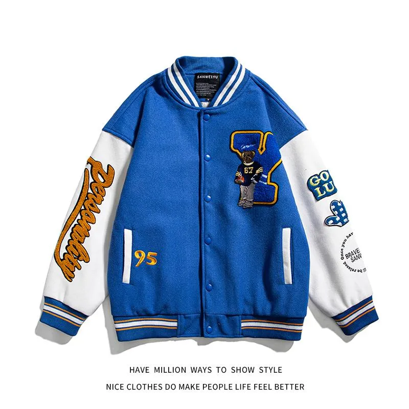 Männer Jacken 2021 Herbst Cartoon Embroid Baseball Bomber Jacke Unisex Frauen Brief Varsity Mantel Paar Campus Streetwear Casual