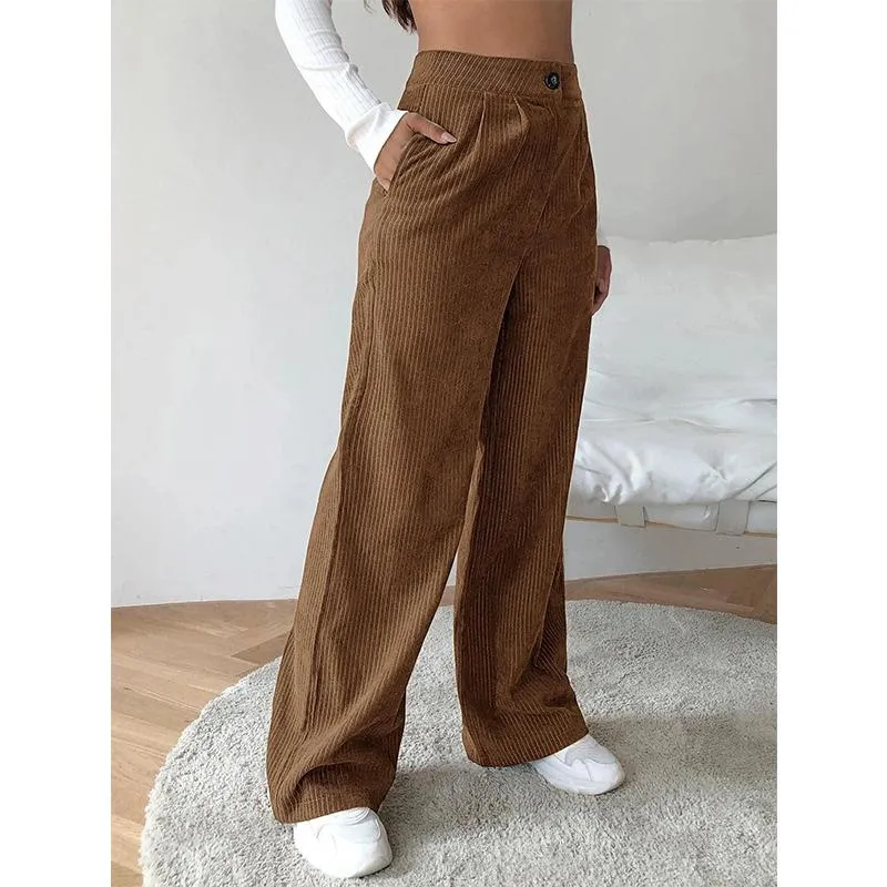 Womens Pants & Capris Women Vintage High Waist Corduroy Wide Leg Winter  Clothes Solid Loose Coffee Zipper Trousers Y2K Streetwear From 15,98 €