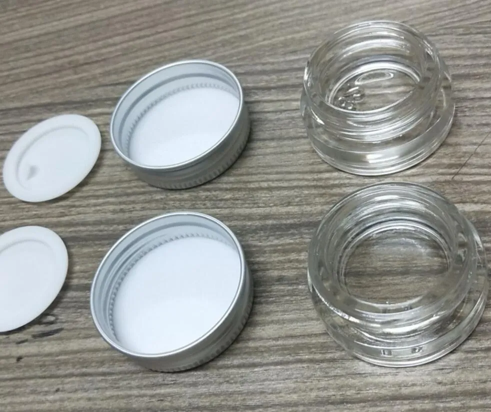 50PCS parfymflaska 5G högkvalitativ glasburk med aluminiumlock, 5 ml bred munbehållare, ögonkräm kosmetisk förpackning