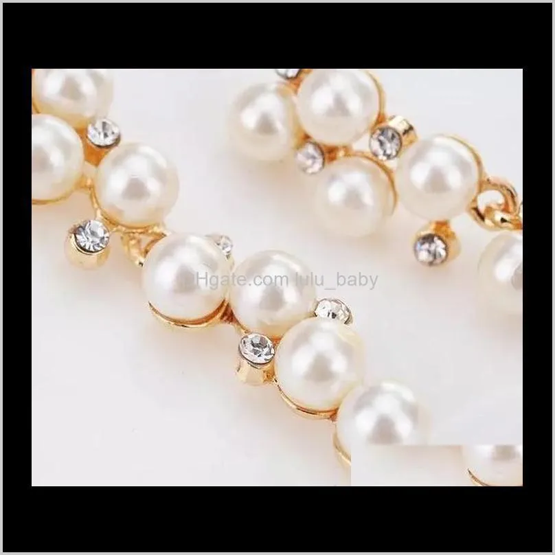 fashion popular jewelry pearl inlay diamond earrings long section temperament earrings