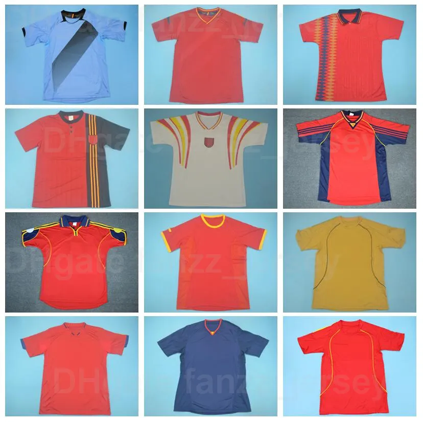 المنتخب الوطني 1994 1996 1998 Soccer Iniesta Vintage Jerseys Retro David Villa Torres Ramos Hierro Guerrero Helguera Puyol Xavi Raul Football Shirt Kits Xibanya