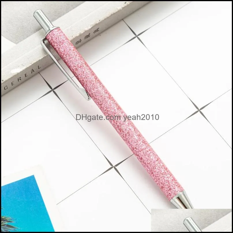 Ballpoint Pens 2Pcs Flash Ball Glitter Metal Ballpen 1.0mm Black Refill Student School Stationery Office Supplies