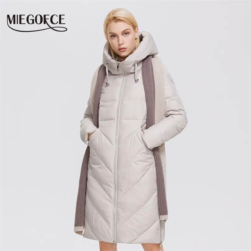 Miegofce Designer冬のジャケットの女性の長いファッションコートポリエステル繊維Parka Ladies D21601 211018