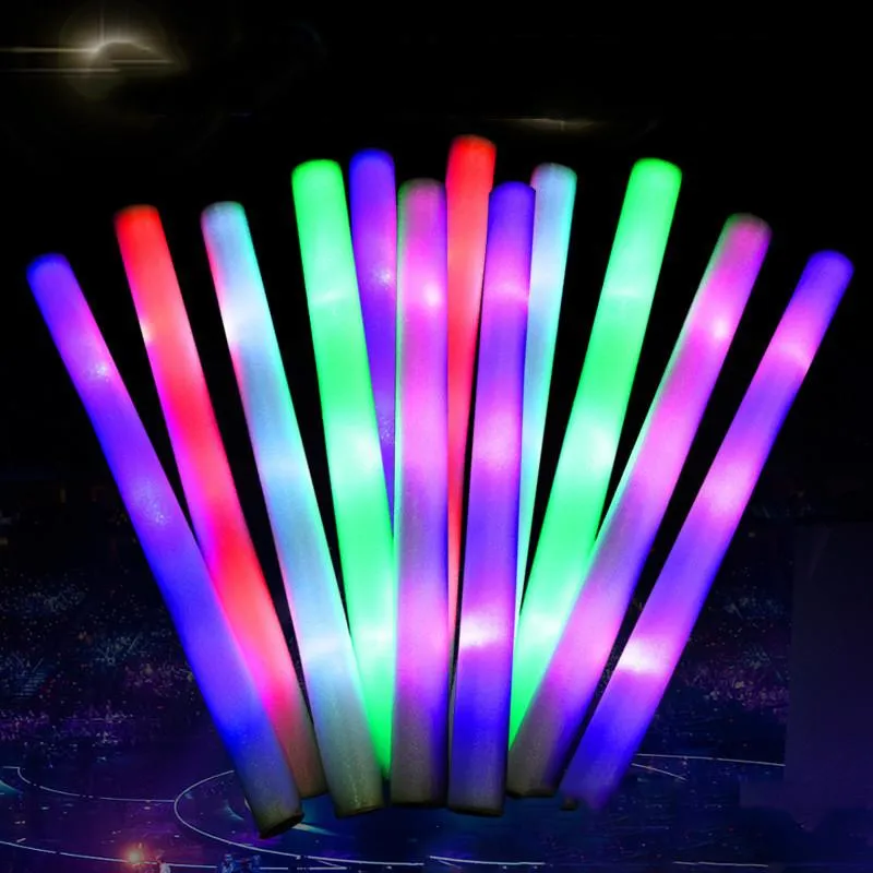 LED-Lichtstab, blinkendes Licht, Schaumstoff-Leuchtstäbe, Regenbogenfarben, LED-Stäbchen, Glühschwamm-Stick für Konzert, Hochzeit, Geburtstag, Weihnachtsfeier