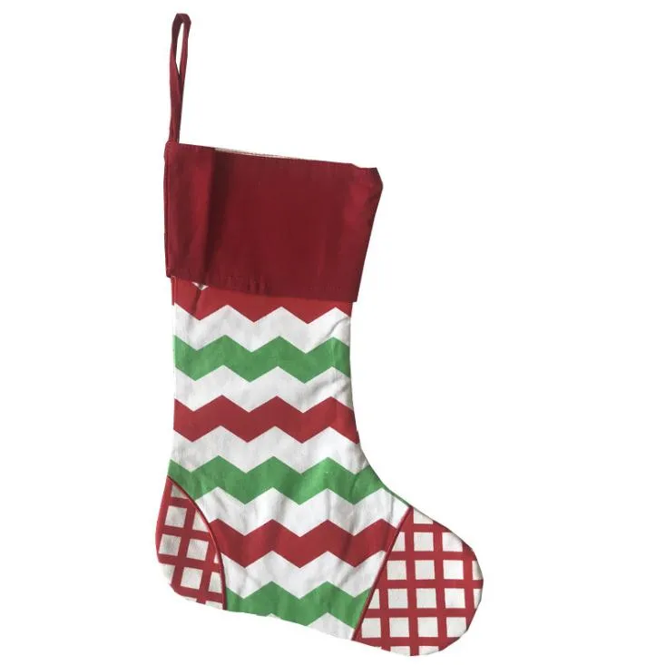 New Designs Christmas Stocking Embroidered Personalized Stocking Gift Bag Xmas Tree Candy Ornament Family Holiday Stocking SN1261