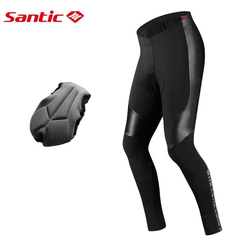 Pantalon de course Collants de cyclisme pour hommes Santic avec coussin rembourré hiver réfléchissant thermique VTT vélo longue garde au chaud leggings de sport de vélo