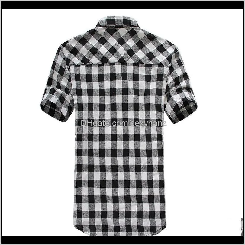 2020 new fashion plaid shirt casual men short sleeve high collar chemise homme vintage shirt men clothing