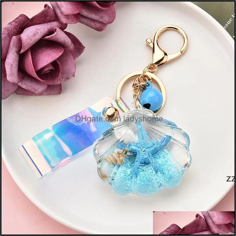 Event Festive Supplies Home & Gardenstarfish Keychain Creativity Quicksand Sequin Key Ring Party Favor Laser Leather Strap Pendant Mew Keych