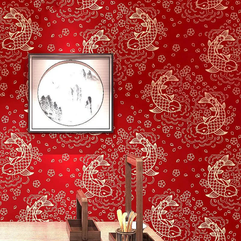 壁紙壁紙クラシックZenイタリアン中華風El Restaurant BBQ Pot Tv Background Wall Paper