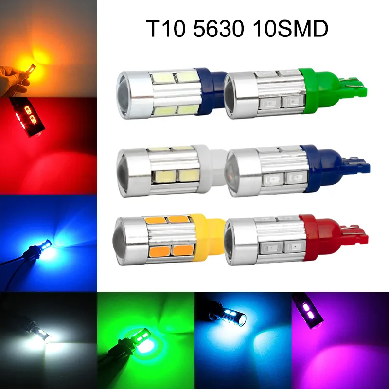 50 stks T10 12V W5W 5630 10SMD WEDGE LED-autolampen voor 192 168 194 2825 Opruimingslampen Kentekenverlichting