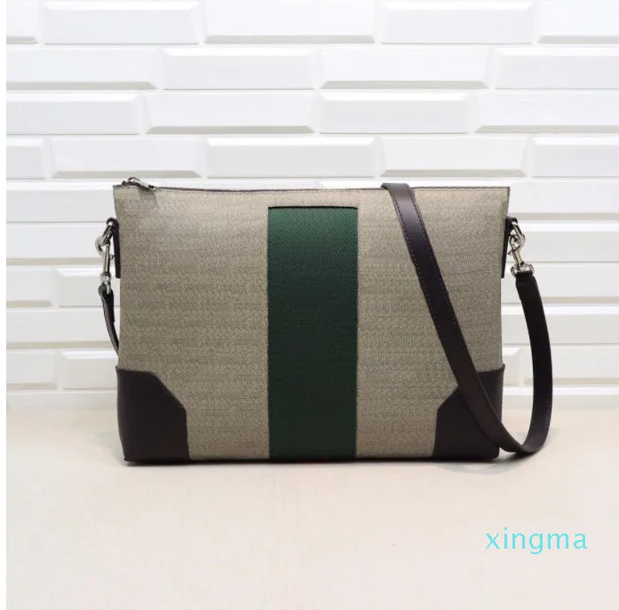 Fashion Green Web con cuoio / canvas da uomo in messenger sacchetti borse borsa borsa a tracolla borsa