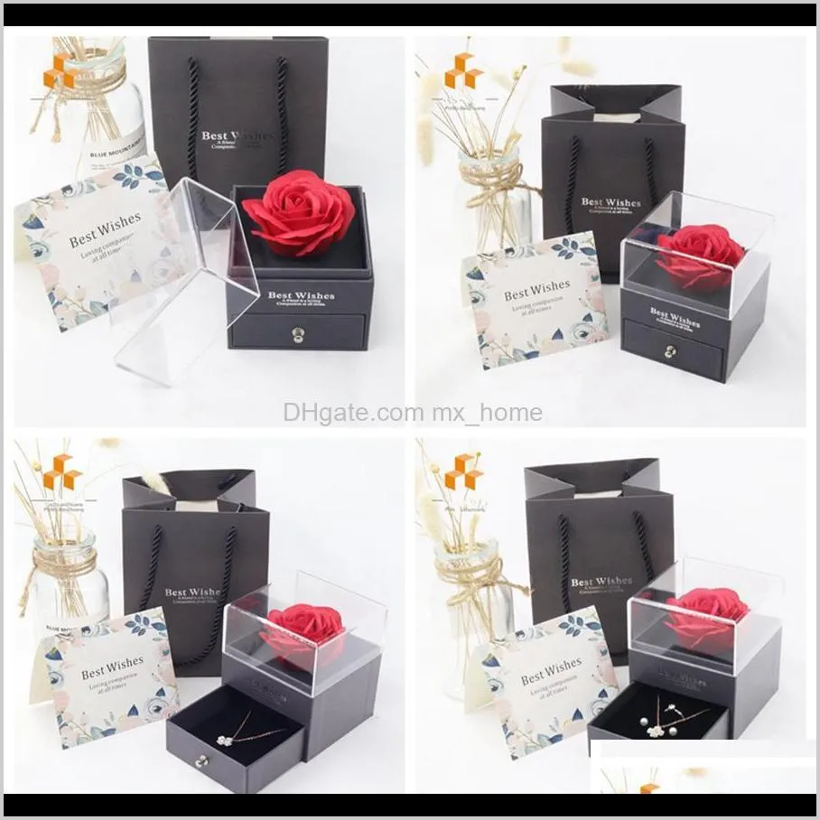 Artificial Romantic Valentines Mothers Day Festival Creative Rose Soap Flower Jewelry Box Gift Wrap Q5Xu Ylfcs