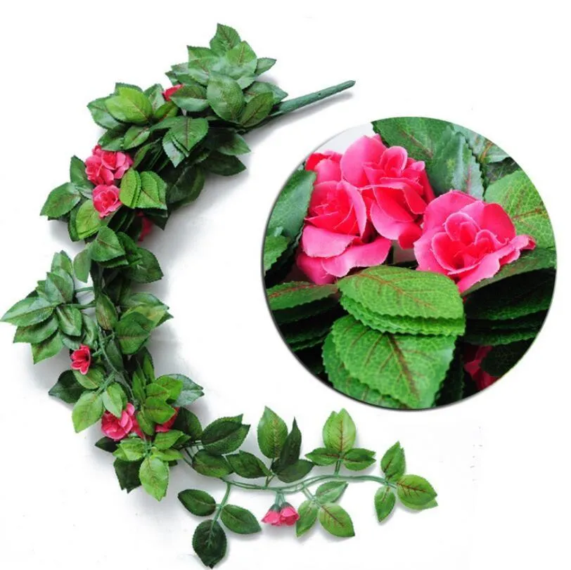 Artificial Hanging Rose Flowers Party Garden Decoration 7 Colors Eco-friendly Leaf Garland Plants Vine Leaves DIY For Home Wedding ZYY971