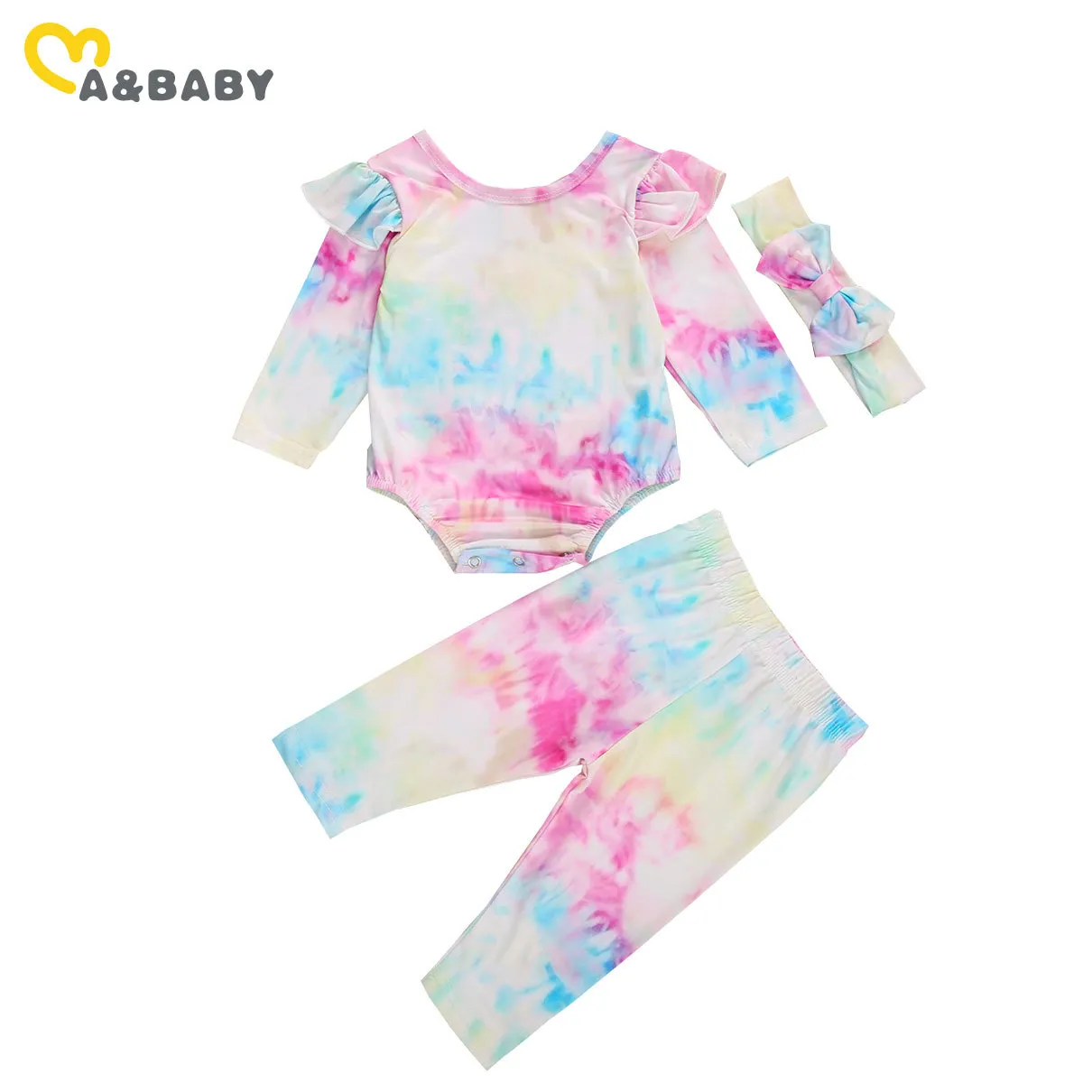 0-24 M Kravat Boya Bebek Kız Giysileri Set Doğan Bebek Ruffles Romper Pantolon Kıyafet Sonbahar Giyim 210515
