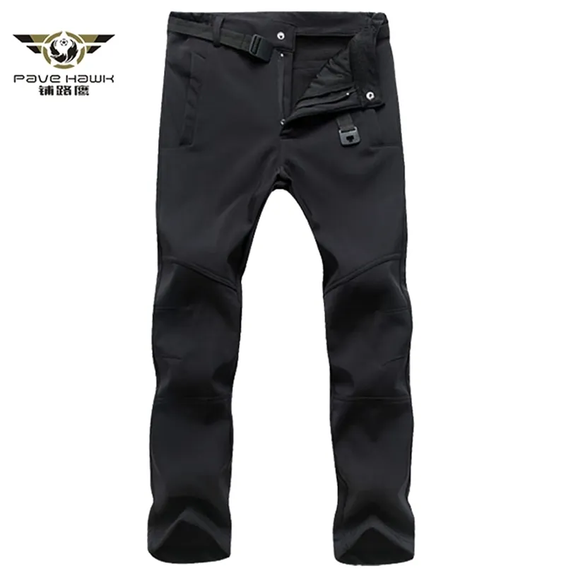 Men's Winter Thick Warm Fleece Shark Skin Pants Casual Tactical Military Trousers Male Stretch Waterproof Outwear Sweatpants 211008