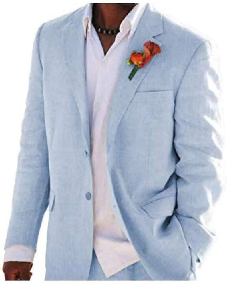 Completo Uomo In Lino 3 Pezzi – Giacca, Gilet E Pantaloni, Vestibilità Regolare, Per Matrimoni Ed Eventi