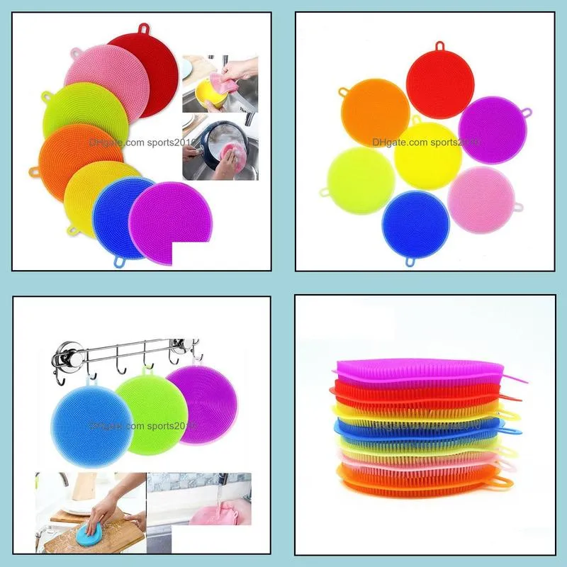 Silicone Dish Washing Cleaning Bowl Dish Pot Pan Wash Cleaning Brushes Cleaner Sponges Kitchen Tool LX1572