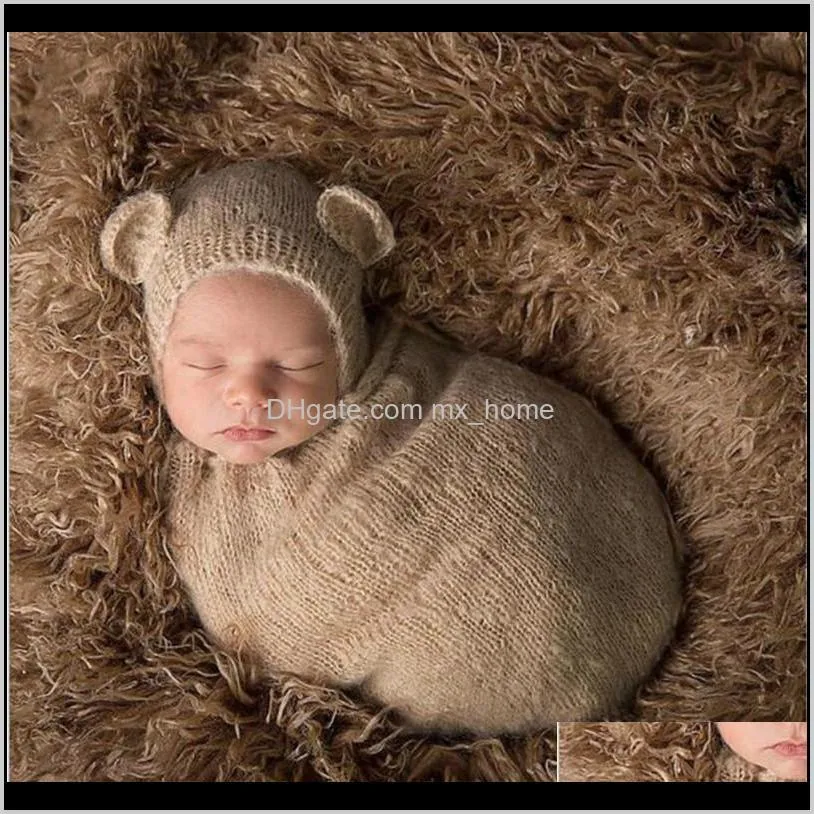 crochet soft baby sleeping bag newborn sleep sack baby mohair bear hats knitted newborn wraps baby photography props photoshoot 201104