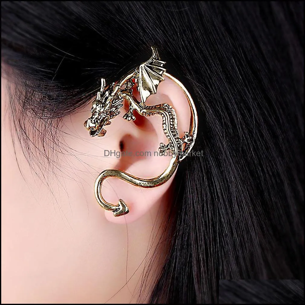 Vintage Gothic Personalized Dragon Ear Cuff For Women Punk Retro Clip on Earrings Fashion Jewelry Gift in Bulk