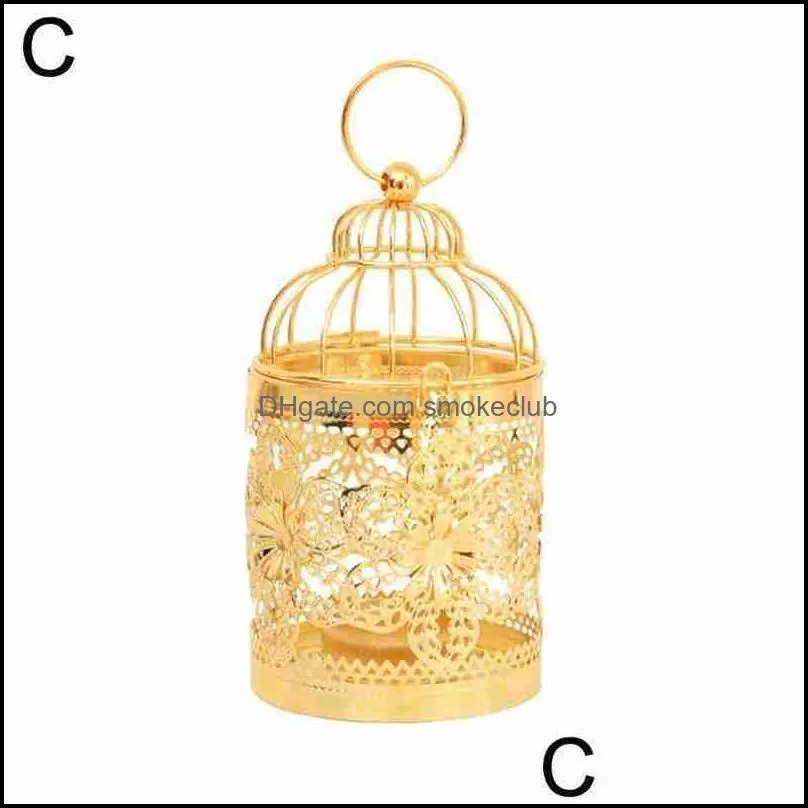 Candle Holders Nordic Metal Candlestick Lantern Bird Cage Vintage Wrought Retro Wedding Decorations Modern Decor For Table Sta D2t9