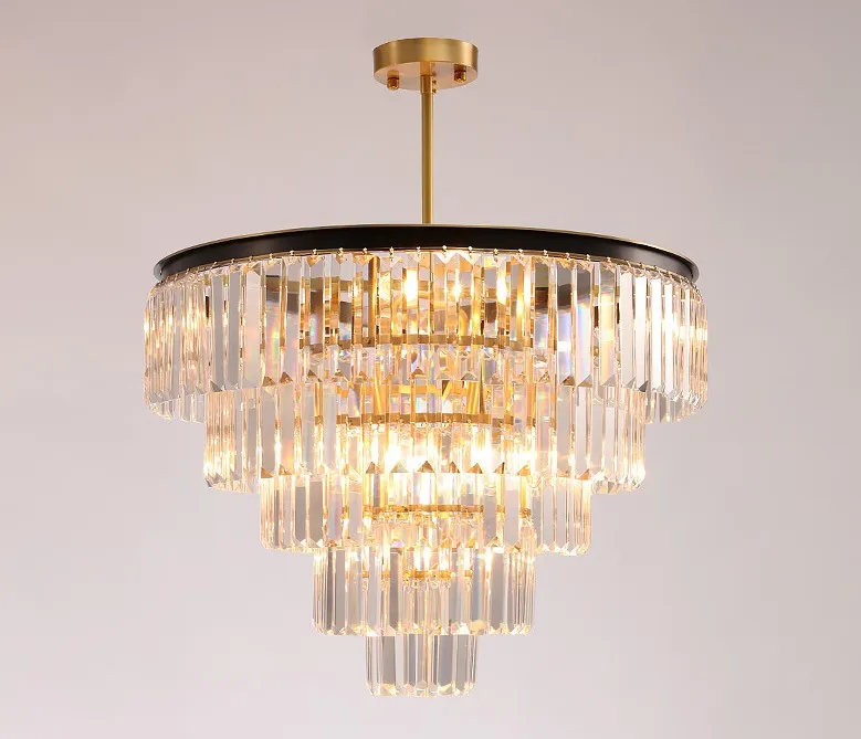 Modern Top Luxury Clear Crystal Chandelier Lighting Round Gold Hotel Lobby Chandeliers For Living Room LED Indoor Light Fixtures