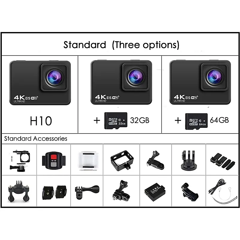 Камера 4K / 60FPS 24MP Wi-Fi 2.0 "LCD 170D подводный водонепроницаемый удаленный кулачок шлем Vedio Go Sport Pro