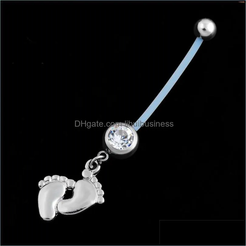 Fashion Surgical Steel Women Pregnant Belly Button Rings Navels Piercing Dangle Baby Feets Piercings Body Jewelry