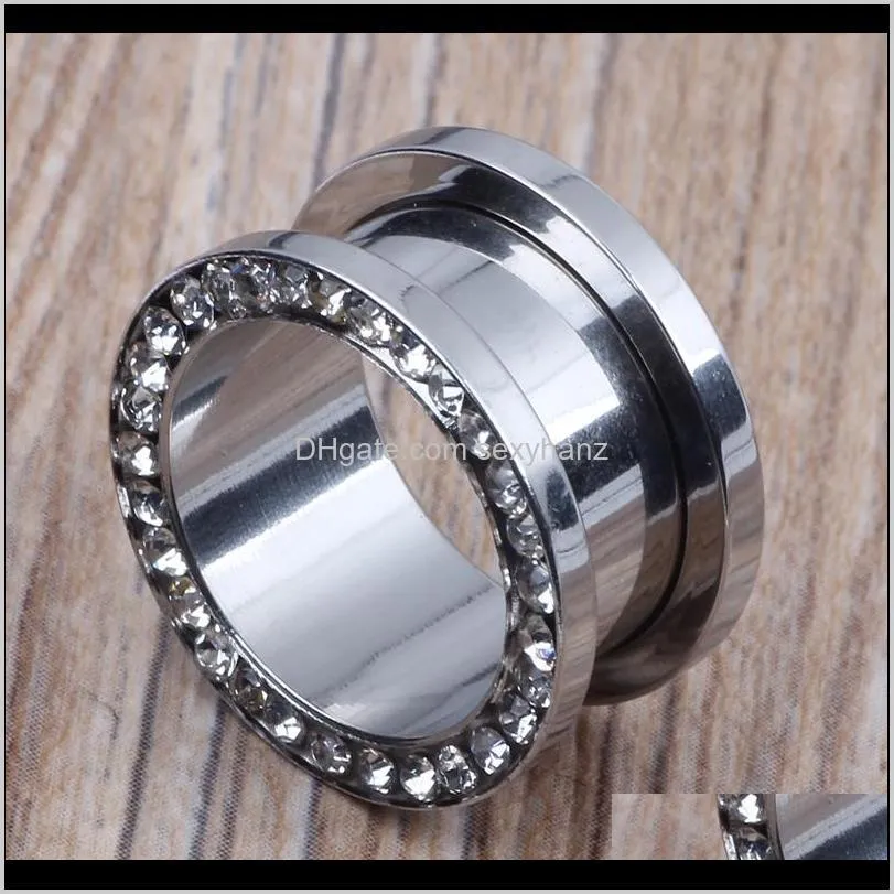 new arrival screw clamp crystal flesh tunnel ear piercing f80 mix 4~16mm 160pcs/lot stainless steel body jewelry