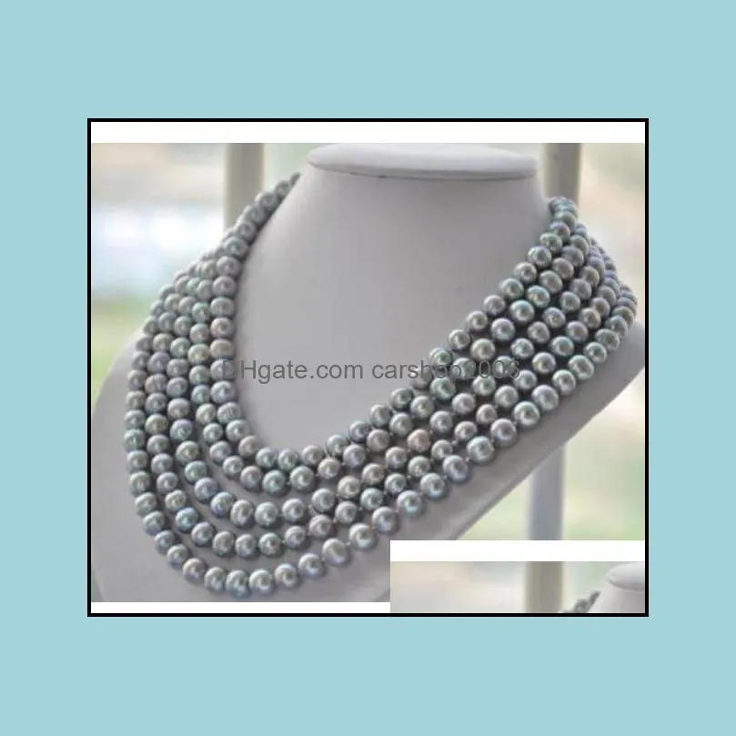 Beaded Necklaces & Pendants Jewelry 8-9Mm Natural Tahitian Sier Gray Pearl Necklace 60Inch 925 Aessories Drop Delivery 2021 Uydqo