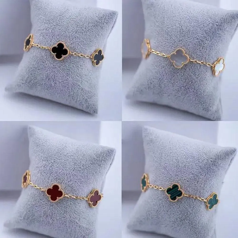 2021 Have stamp high quality chain Fashion Four Leaf Clover Link Bracelets 18K Gold for Women Girls Valentine`s Jewelry