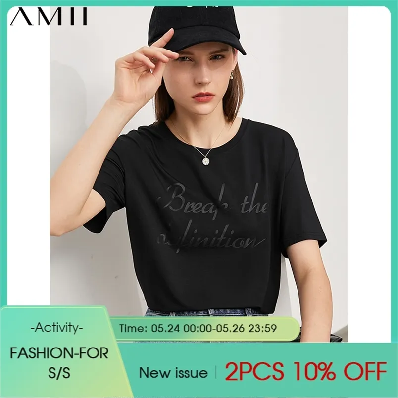 Minimalismus Sommer T-shirts Für Frauen Mode Brief Gedruckt Tops Casual Streetwear Modal T-shirt Weibliche Kleidung 12130260 210527