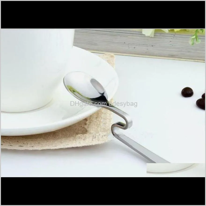 new style bent spoon creative straight hanging spoon stainless steel dessert coffee stirring spoons coffee & tea tools fast shipping