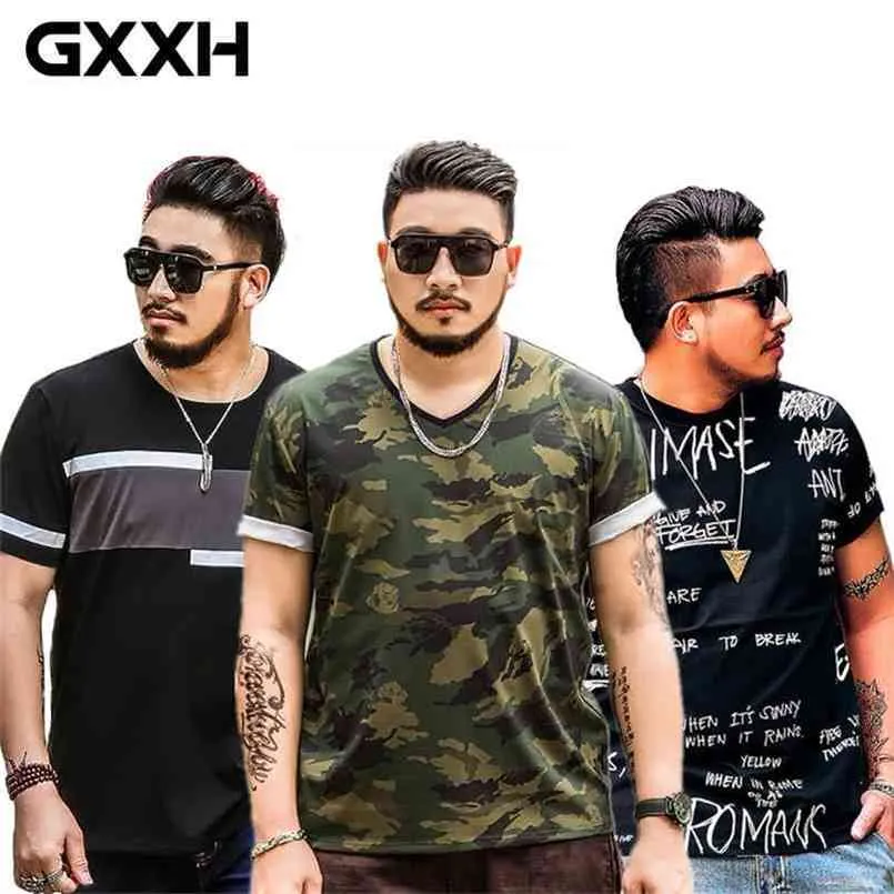 SELL GXXH Oversize Large Size Men's Short Sleeves Printed T Shirts Male Fat Guy Summer Mens Tee Clothes XXL-4XL 5XL 6XL 7XL 210714