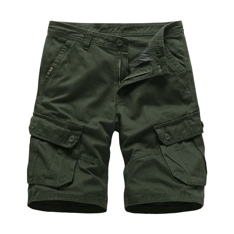 Lading shorts mannen katoen bermuda mannelijke zomer militaire stijl rechte werkzakken zwarte korte broek casual leger groene shors man 210518