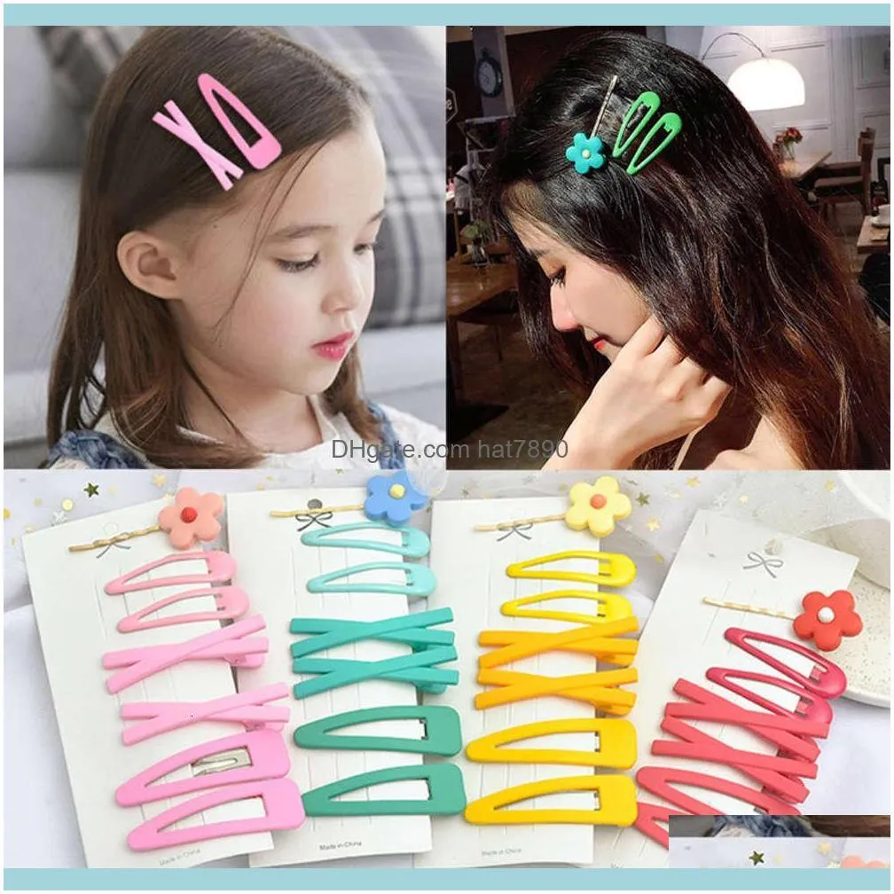 Élastiques Bijoux Jewelry7Pcs / Set Fleur Épingles À Cheveux Chic Bonbons Couleur Clips Pour Filles Mode Solide Fête Enfants Grip Chapeaux Drop Deliv