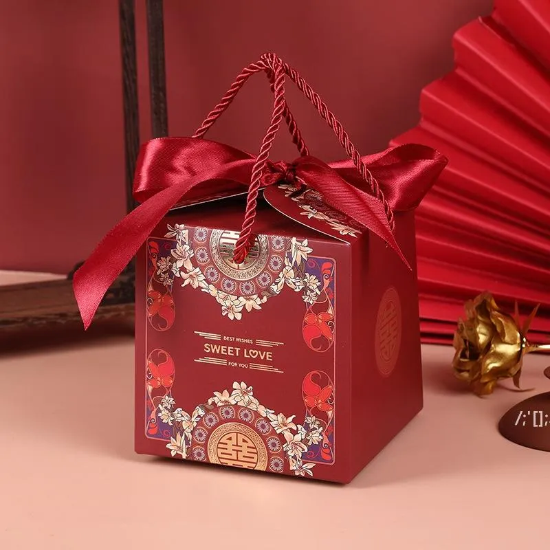 الإبداعية السنة الجديدة احتفالية هدية مربع عيد ميلاد الحلوى هدية مربع عطلة جميلة القوس هدية صناديق 10.5x10.5x11cm Rra11413