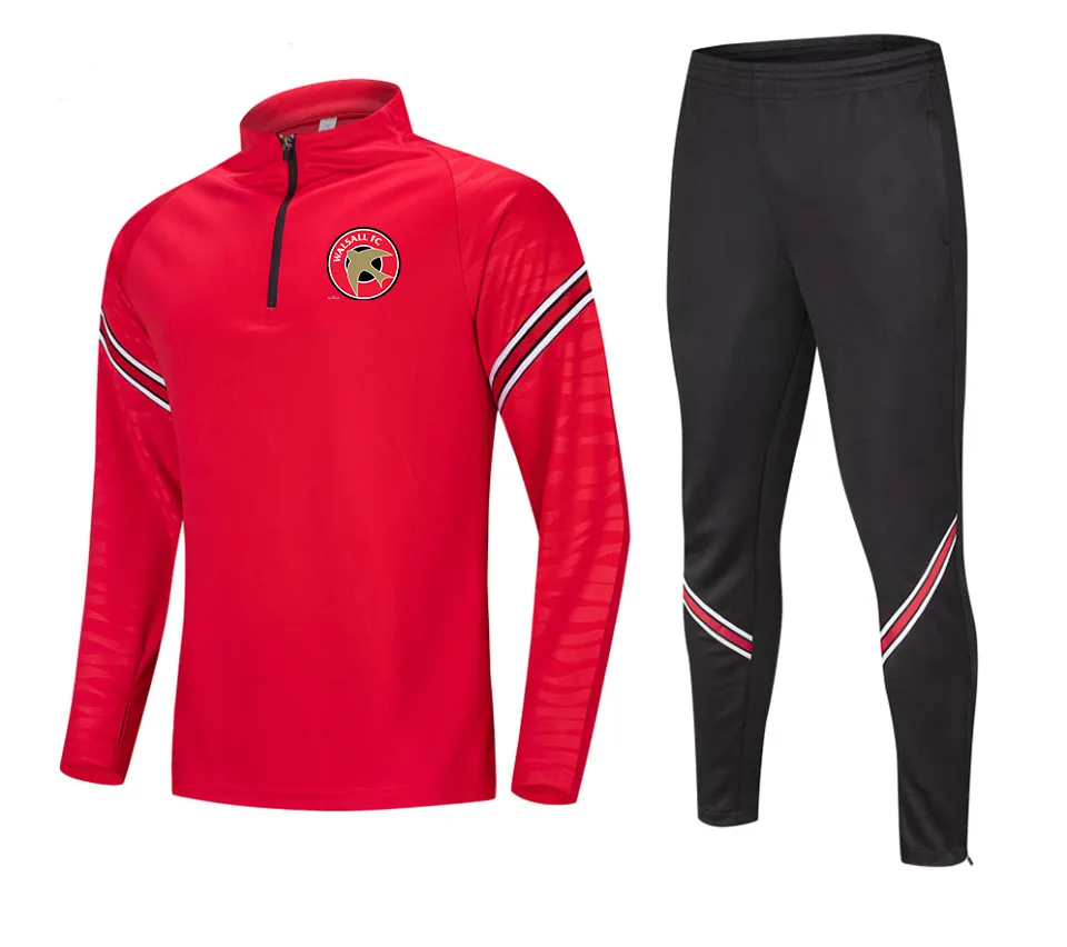 21-22 Walsall F.C Men's Leisure Sports Sal Semi-zipper Långärmad tröja utomhus Sports fritidsträningsdräkt M-4XL