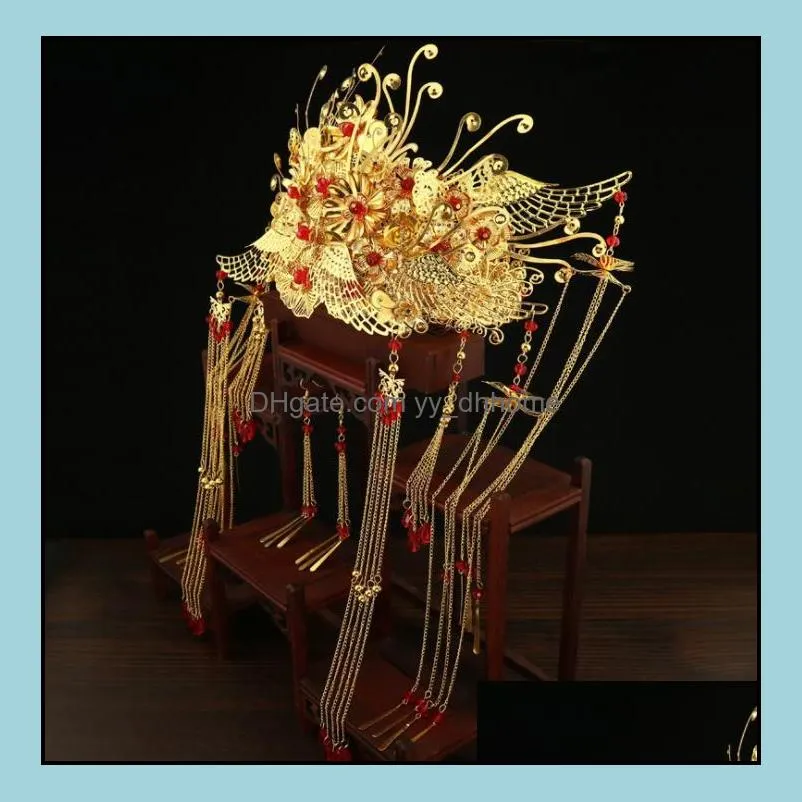 Chinese Style Wedding Costume Headwear Crowns Hair Bands Tiaras Hairgrips Headpieces Jewelry Headbands