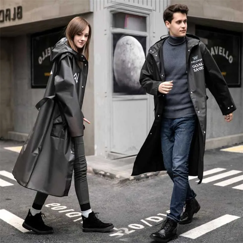 Moda Adulto Longa Raincoat Mulheres Homens Casaco De Chuva Impermeável Preto Com Capuz Para Caminhadas Ao Ar Livre Pesca De Pesca Rainwear Ciclismo 211025