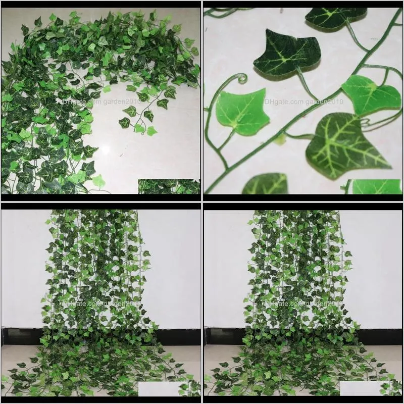 leaf 1pcs 2.4m home decor artificial ivy leaf garland plants vine fake foliage flowers creeper green ivy wreath garden decor