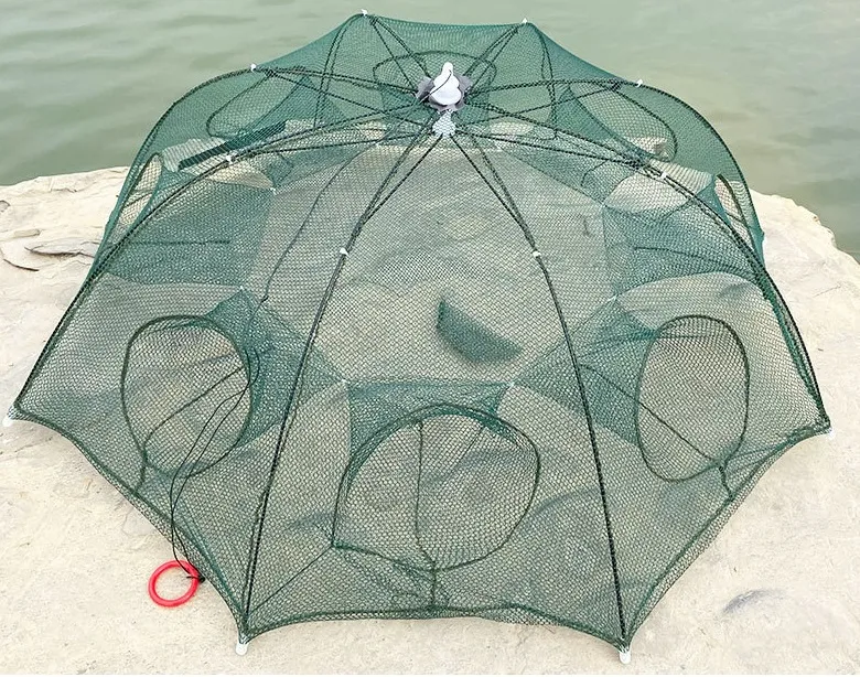 4 24 Holes Automatic Fishing Net Shrimp Cage Portable Folded Crab